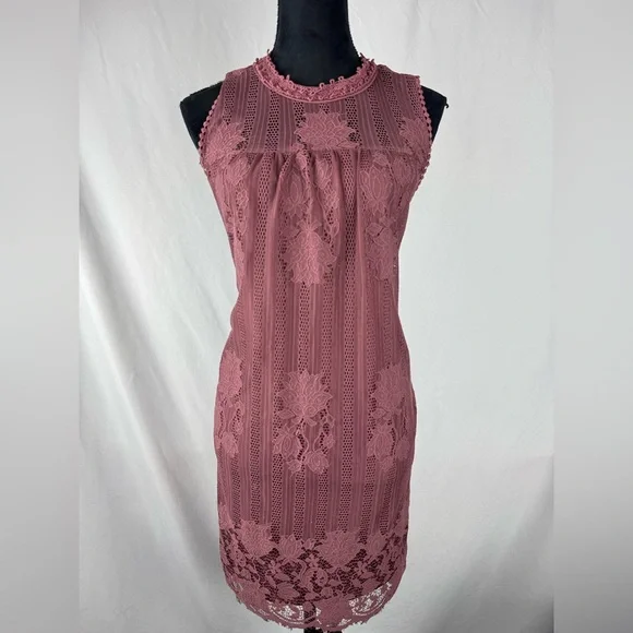 No Boundaries Pink Lace Floral Mini Dress - Picture 1 of 6